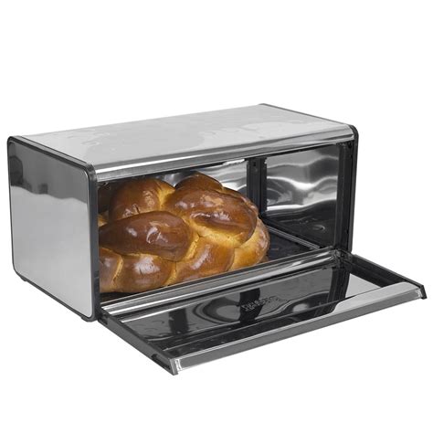 home basics square stainless steel bread box|homemade bread storage container.